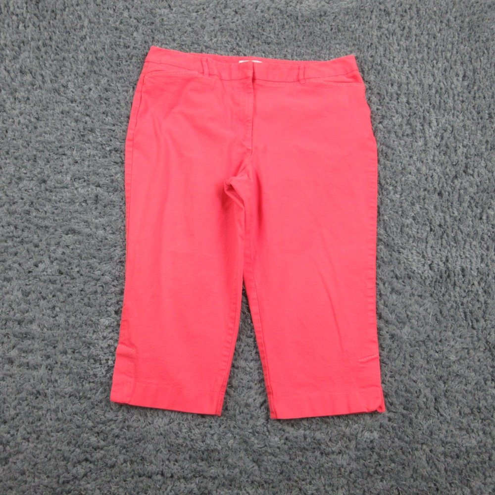 Talbots Pants Womens 16 Pink Cropped Stretch Capri Comfort Casual Chino Petites
